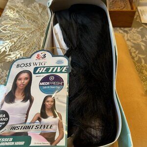 Bobbi Boss Leona Flexfit Cap 100% Unprocessed Human Hair Wig with Headband